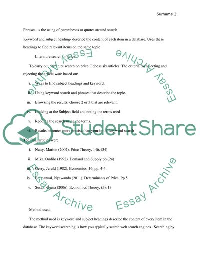 Database Literature Search