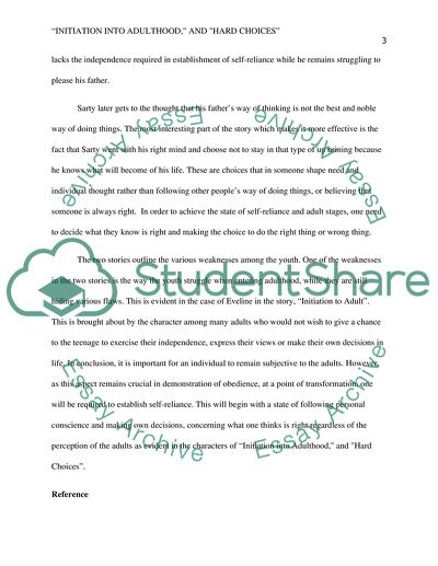 Independence in Initiation into Adulthood, and Hard Choices, by Kirszner and Mandell