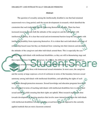 Sexuality among Individuals with Disability