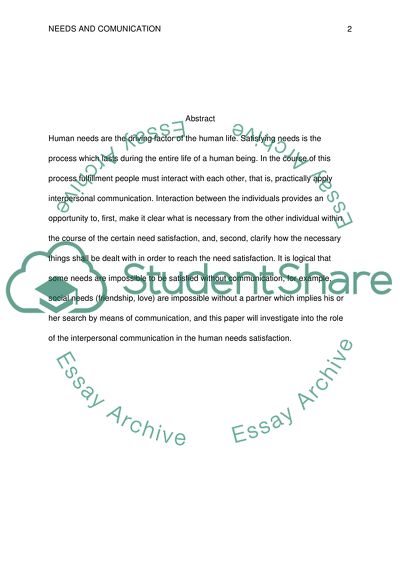 Relationship between Communication and Maslow&apos;s Hierarchy of Needs