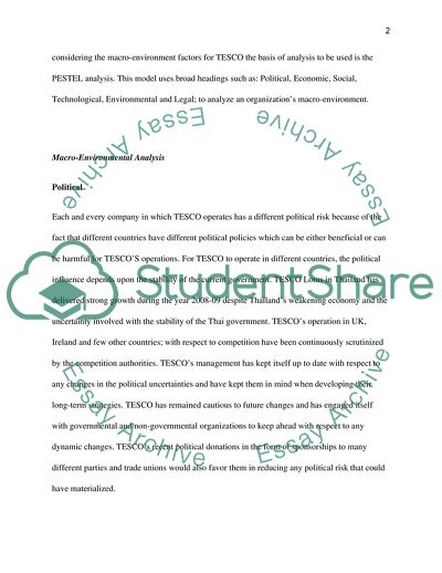 Macro and Micro Environmental Factors in the Organization of Tesco