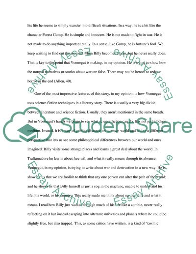 Analysis of Kurt Vonneguts Slaughterhouse-Five