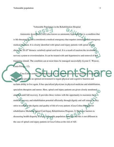Vulnerable Population in the Rehabilitation Hospital