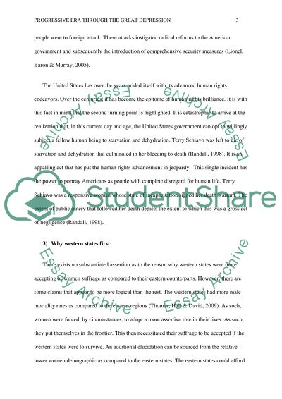 Progressive Era through the Great Depression