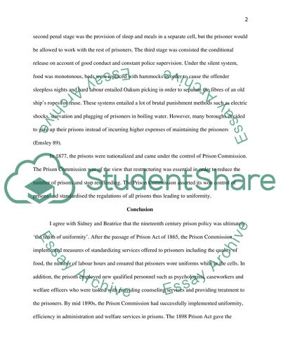 Characteristics of imprisonment in the nineteenth century