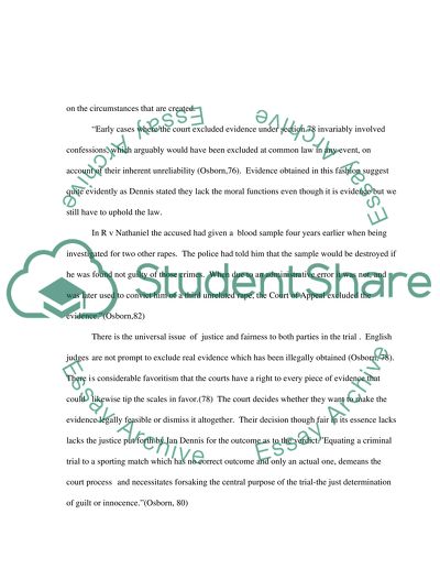 Law Evidence, Ian Dennis Argument and the English Law