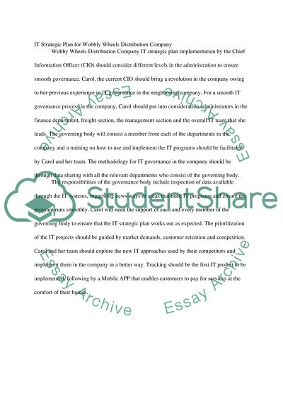 Wobbly Wheels Distribution Company IT Strategic Plan