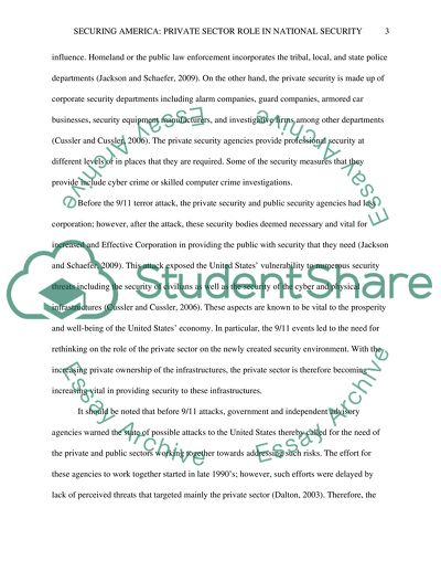 Securing America and Private Sector Role In National Security