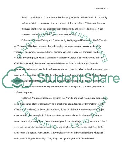 Domestic Violence Theories: Culture of Violence Theory