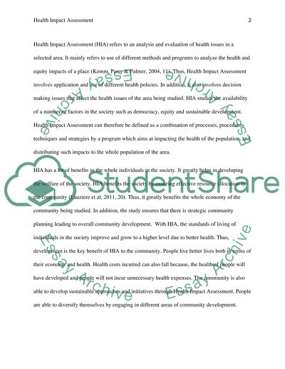 Health Impact Assessment