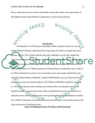 medication errors in healthcare essay