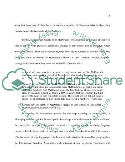 International Business - Franchising