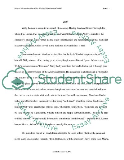 Argue why Willy commits suicide