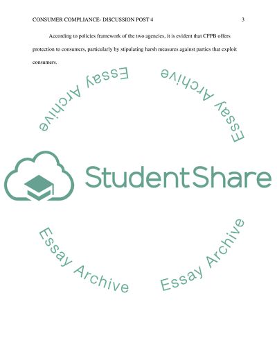 Consumer Compliance- Discussion Post 4