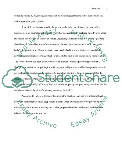 Torture and Its Psychological Aspect