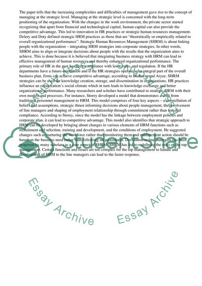 How the theory of Strategic Human Resource Management can assist organisations in achieving and sustaining competitive advantage