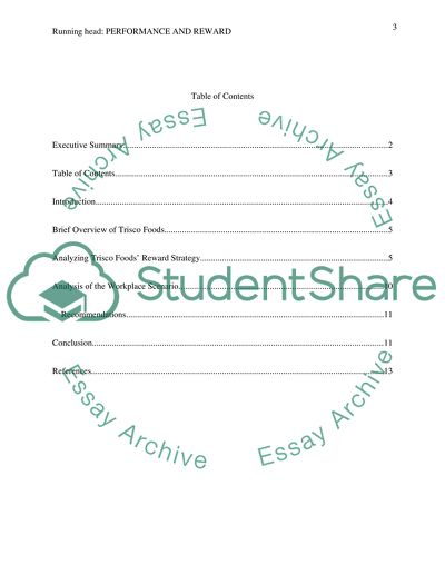 Reward Strategy of Trisco Foods