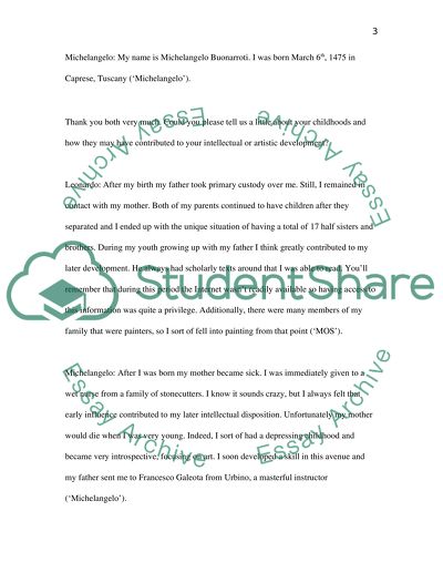Interview of Michaelangelo and Leonardo da Vinci
