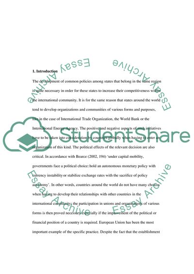Main Costs and Benefits of Monetary Union in the EU