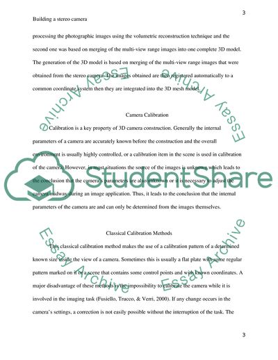 Building a Stereo Camera. Scientific and Technical Aspects