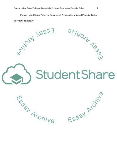 Current United States Policy on Commercial Aviation Security and Potential Policy