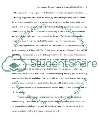 Confirmation Bias and Fixation in Effective Problem Solving