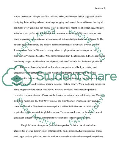 Global Implications for Your Profession Fashion Industry