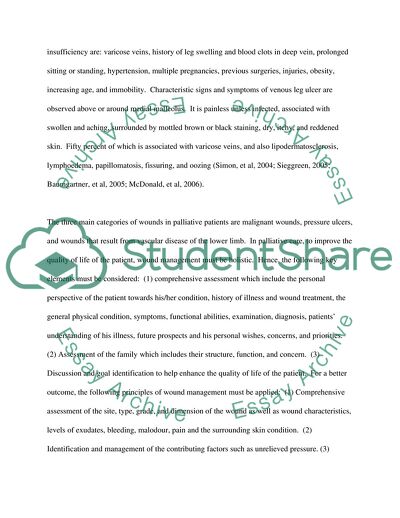 Venous Ulcer and Wound Management in Relation to Palliative Care