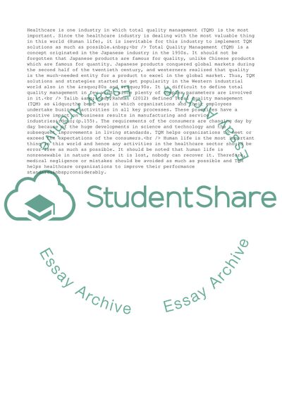 Human Resource Development: Problems in Total Quality within the Healthcare Industry