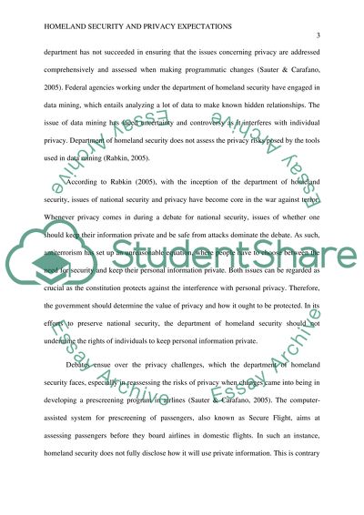 Debate between the Needs of Homeland Security and Individual-Privacy Expectations