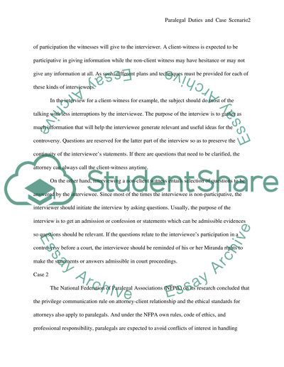 Paralegal Duties and Case Scenarios