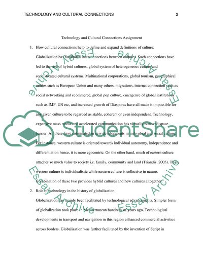 Technology and Cultural Connections Assignment