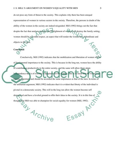 Mills Argument on Womens Equality with Men