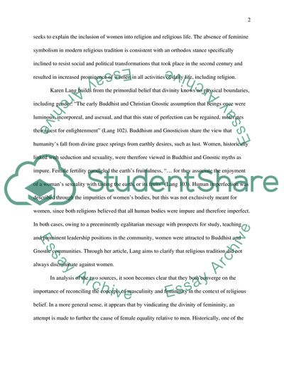 Images of Women in Religion - Christian Gnosticism and Buddhism