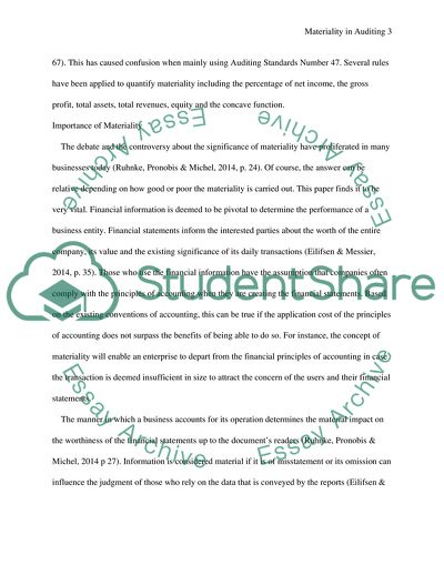 Analysis of Materiality in Auditing