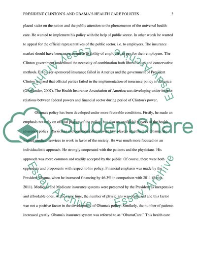 President Clintons and Obamas Healthcare Policies