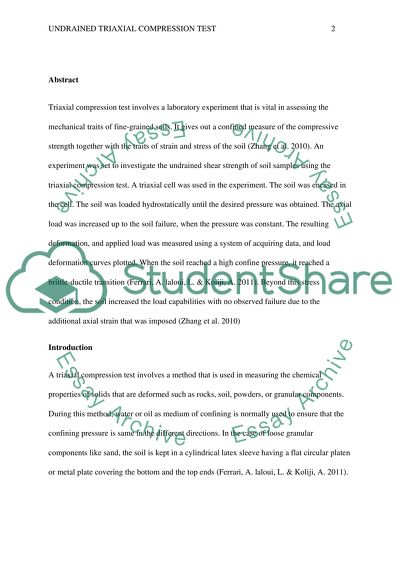 Undrained Triaxial Compression Test