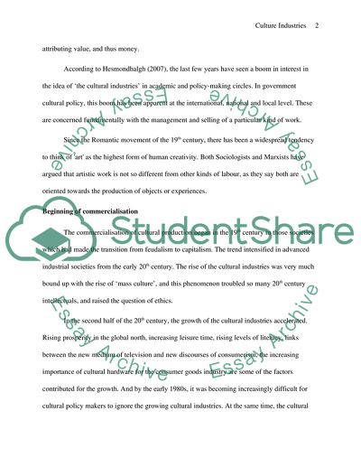 Features of Culture Industries