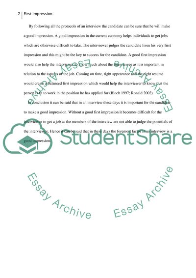 How important a first impression is in an interview in todays economy