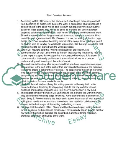 Betty Flowers Work on Writing