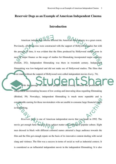 Reservoir Dogs as an Example of American Independent Cinema