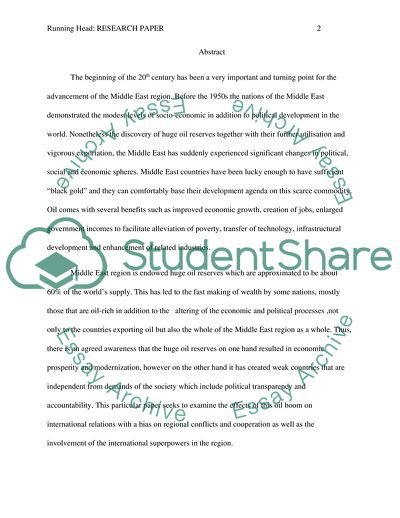 The Oil Boom Effect on the International Relations of the Middle East