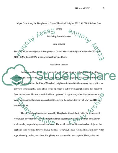 Major Case Analysis Daughtery v. City of Maryland Heights, 231 S.W.3D 814 (MO. Banc 2007)