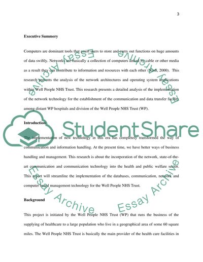Network Architectures and Operating System Implications within Well People NHS Trust