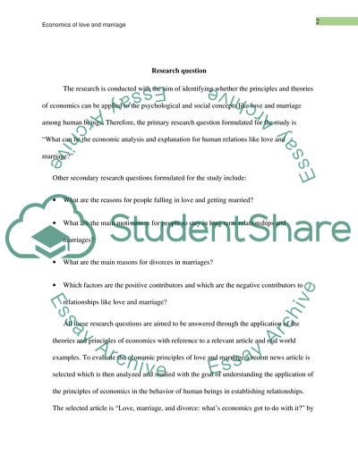 Economics of Love and Marriage