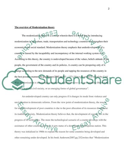 Modernisation Theory and World Systems Theory