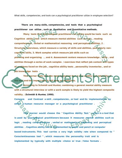 Tools and Methods of Psychology in the Workplace