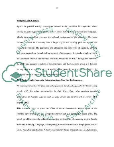 Role of Socio-Economic Determinants in the Sporting Performances of Countries
