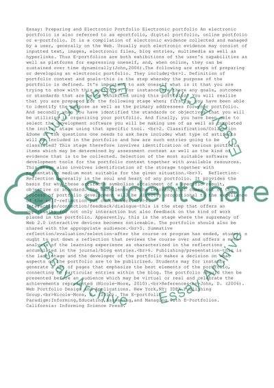 Preparing and Electronic Portfolio