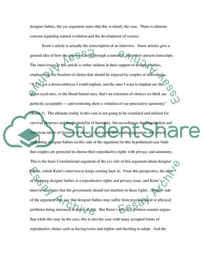 Designer Babies - a Right to Choose